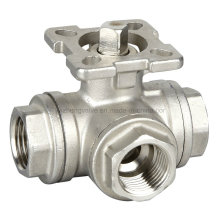 Stainless Steel 3 Way Ball Valve with Pad